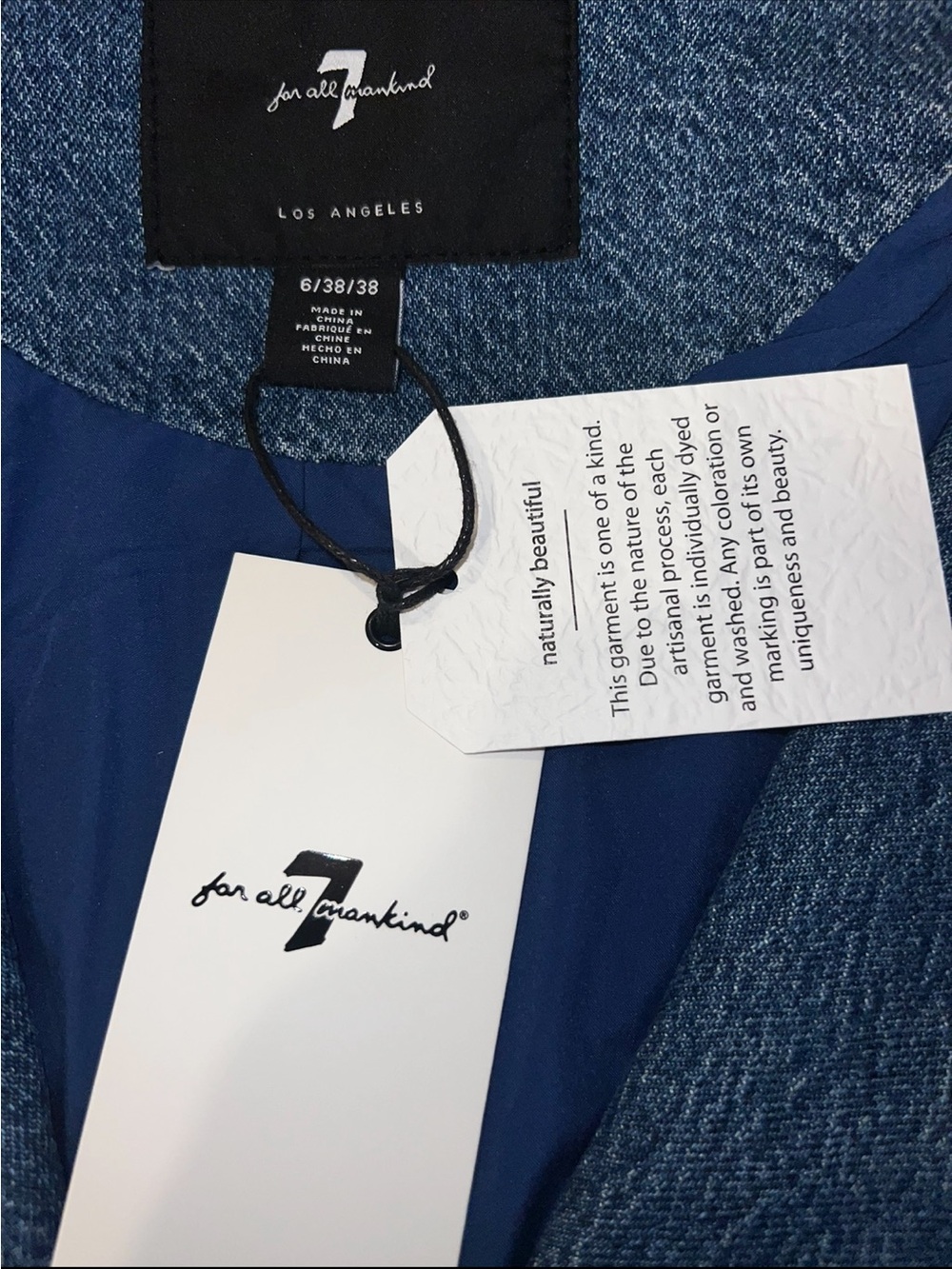 7 For All Mankind Sleeveless Denim Mini Dress - Blue Sz 6 and 8 Available. - Picture 7 of 8